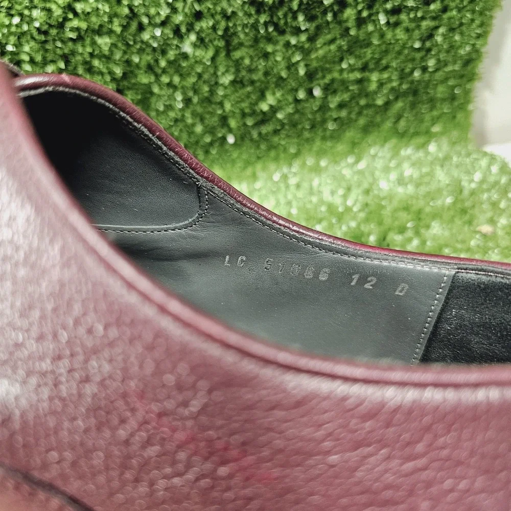 Salvatore Ferragamo Burgundy Leather Wingtip Slip On Dress Shoes Mens Size 12‎ D